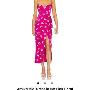 Amika Hot Pink Floral Midi Dress